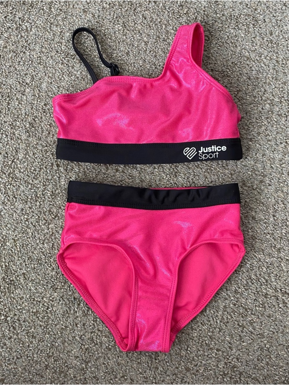 Justice Hot Pink Active Crop Top and Shorts Set